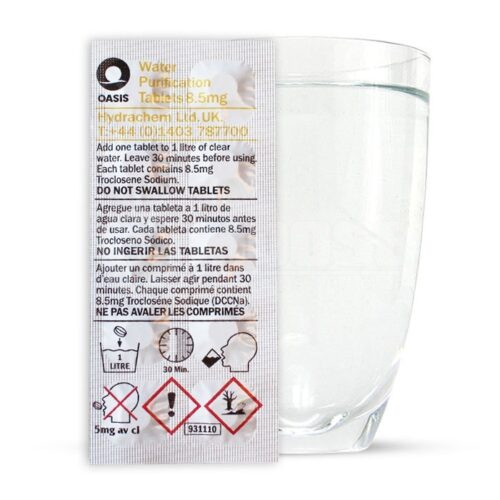 Vízfertőtlenítő tabletta - 10 db - 8.5 mg Troclosene sodium (Nátrium-diklór-izocianurát - DCCNa)