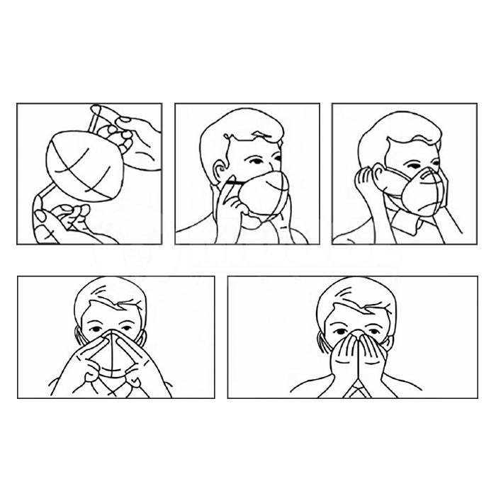 FFP2/KN95 maszk 3 FFP2/KN95 maszk - Pormaszk, félálarc FFP2 szelep nélküli kivitel - EN 149:2001 + A1 20009 CE, GB2626-2006 megfelelőségi tanúsítvánnyal